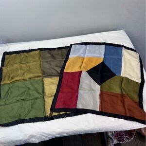 2 Vintage 100% silk scarves pocket squares neckerchiefs